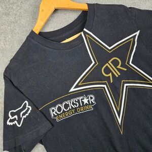 Fox Rockstar Energy Drink T Shirt Mens Medium Black Motocross Racing Graphic Y2K